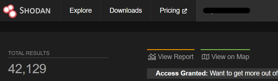 Shodan paieškos rezultatai